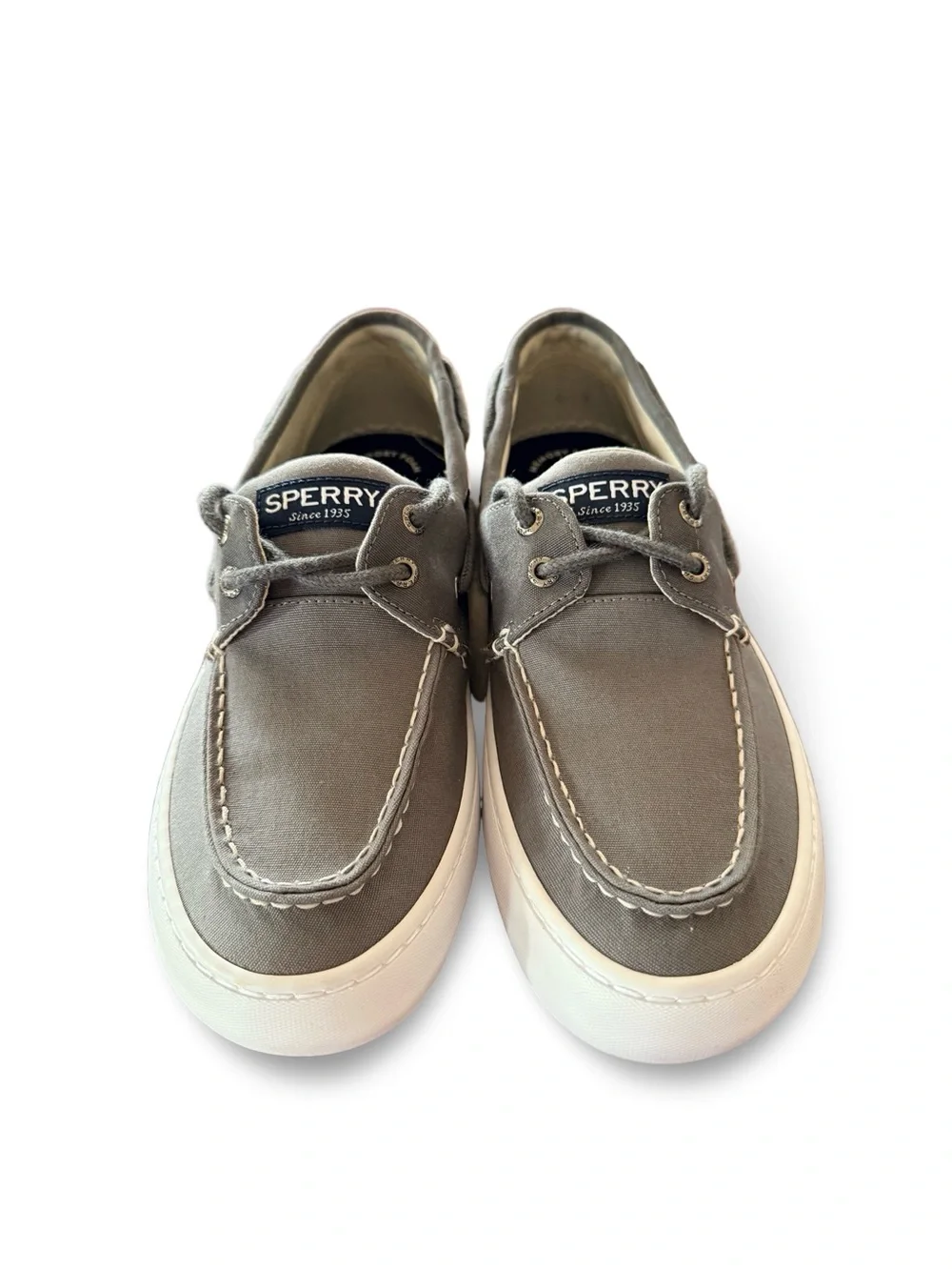 Brand New Sperry Men's Grey Canvas Boat Shoes Size 8.5